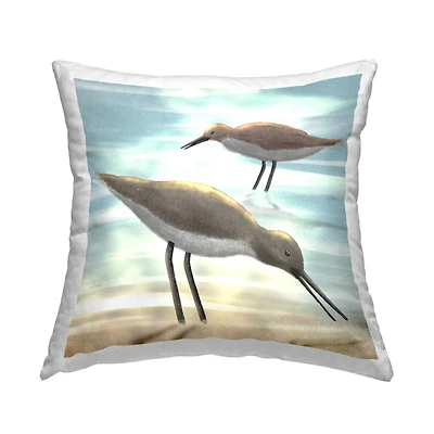 Stupell Industries Two Sandpiper Birds Coastal Beach Shore Throw Pillow, 18" x 18"