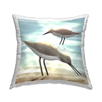 Stupell Industries Two Sandpiper Birds Coastal Beach Shore Throw Pillow, 18" x 18"