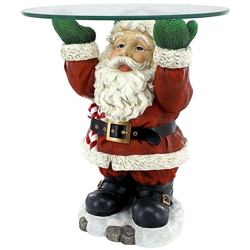 Design Toscano 21.5" Santa Claus Sculptural Glass-Topped Holiday Table