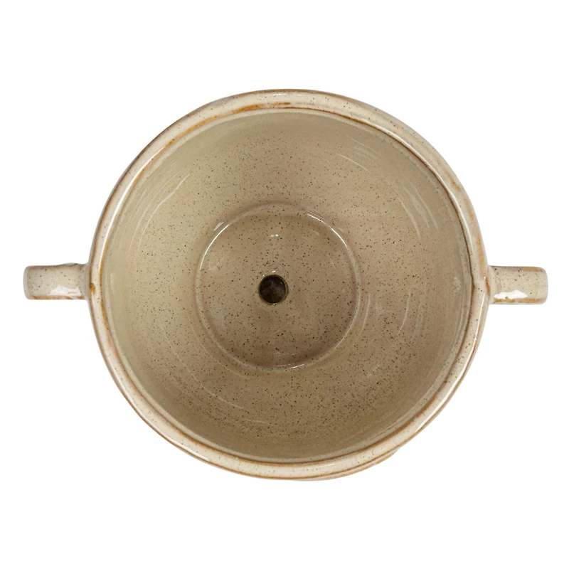 Hello Honey® 8.25" Cream Stoneware Face Planter & Saucer