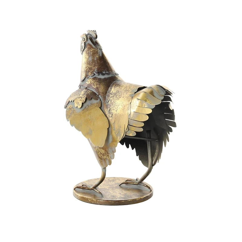 13.25" Bronze Patina Chicken Metal Garden Sculpture