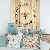 Designart - Bee In Wildflowers Wreath