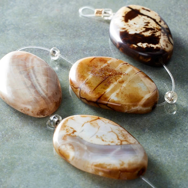 12 Pack:  Amber Crackled Agate Oval Beads, 30mm by Bead Landing™