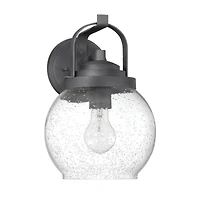 Hello Honey® Bertram Distressed Zinc Industrial Lantern Seedy Glass Globe & Metal Wall Mounted Outdoor Light