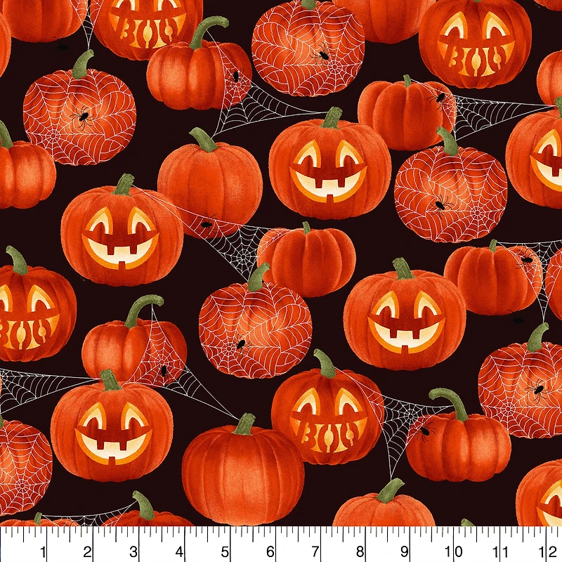 Fabric Traditions Glitter Jack O' Lantern Cotton Fabric