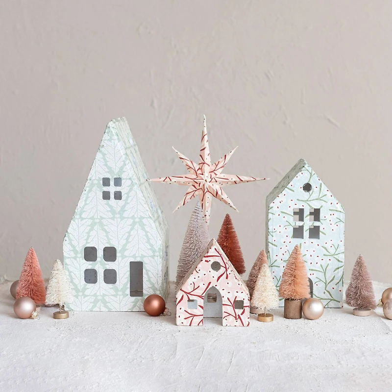 Hello Honey® Printed Paper Mache House Set with Berry & Tree Patterns