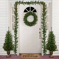 5-Piece Pre-Lit Wolcott Spruce Artificial Christmas Entryway Set, Clear Lights