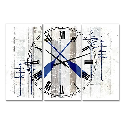 Designart The Blue Moose Oars Oversized Cottage 3 panel Wall Clock