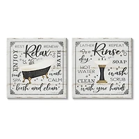 Stupell Industries Chic Bathroom Bath and Sink Cleanliness Phrases Canvas Wall Art