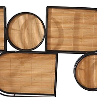 Brown Bamboo Modern Wall Shelf, 37" x 2" x 17"