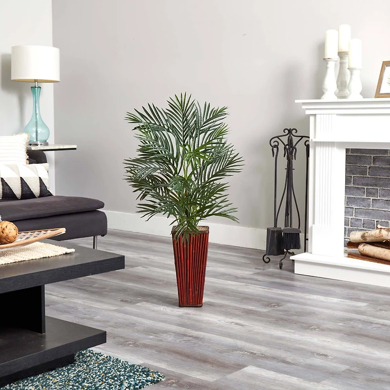 3.5ft. Potted Areca Palm in Bamboo Planter