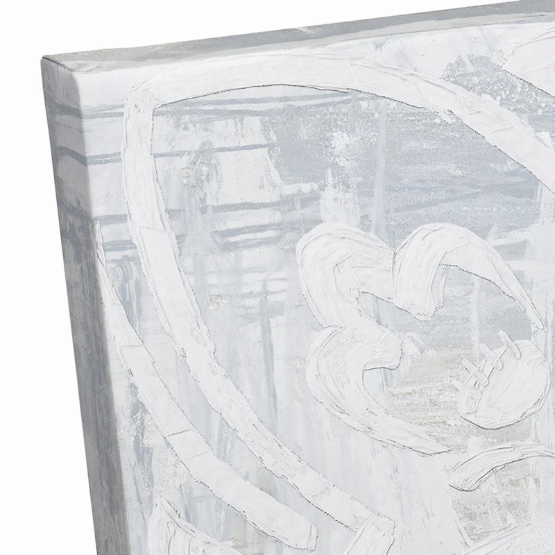 White Textured Medallion II 16" x 16" Canvas Wall Art