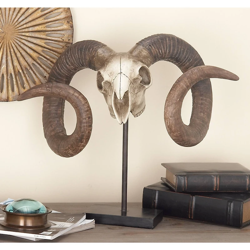 17" Brown Skull Traditional Sculpture