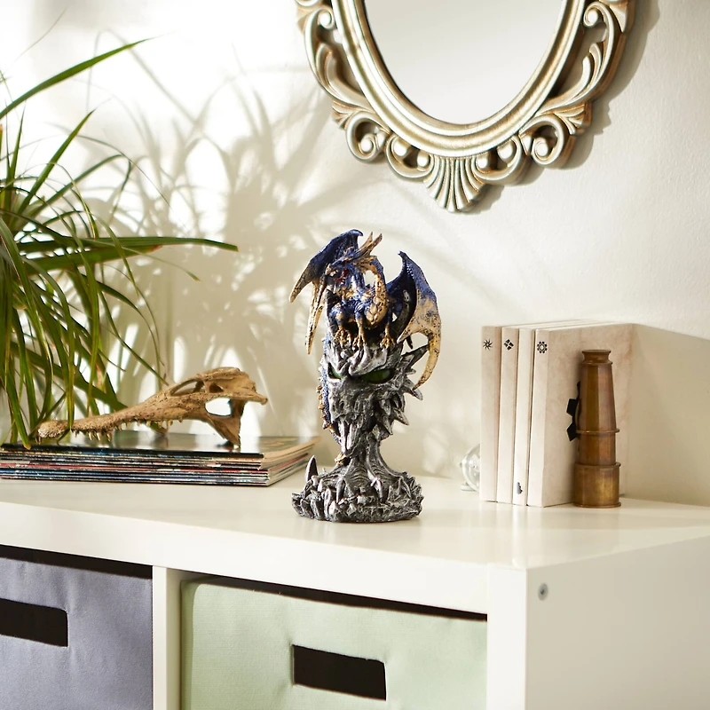 Blue Dragon Warrior Statue 6" x 4" x 9.5