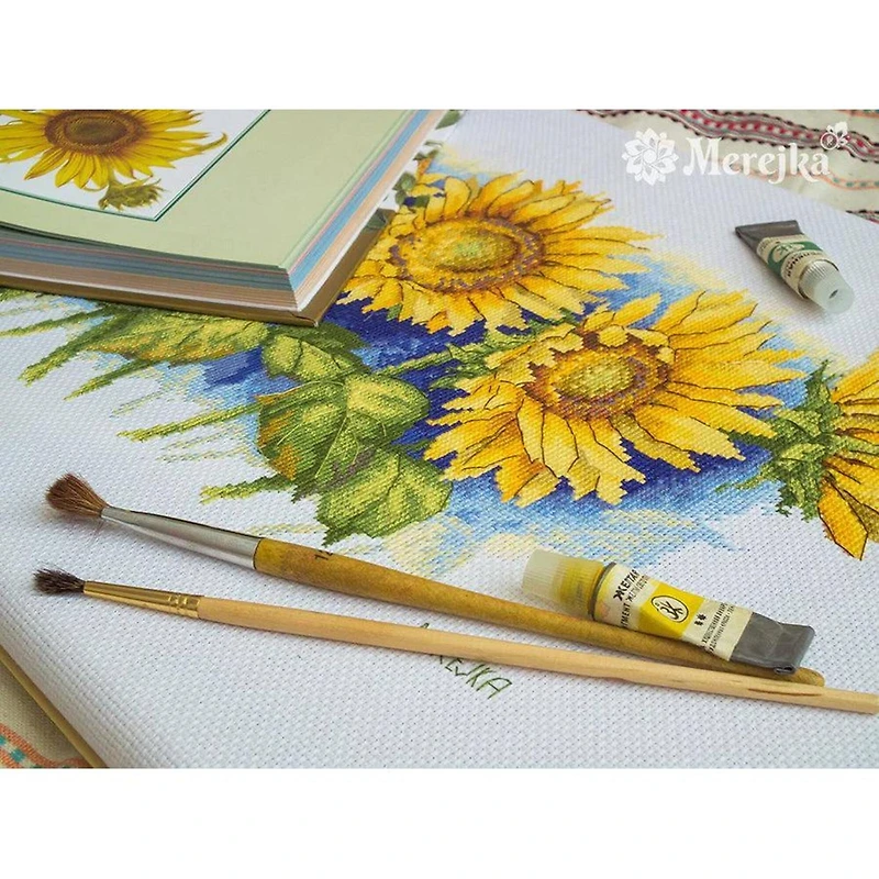 Merejka Bright Sunflowers Counted Cross Stitch Kit