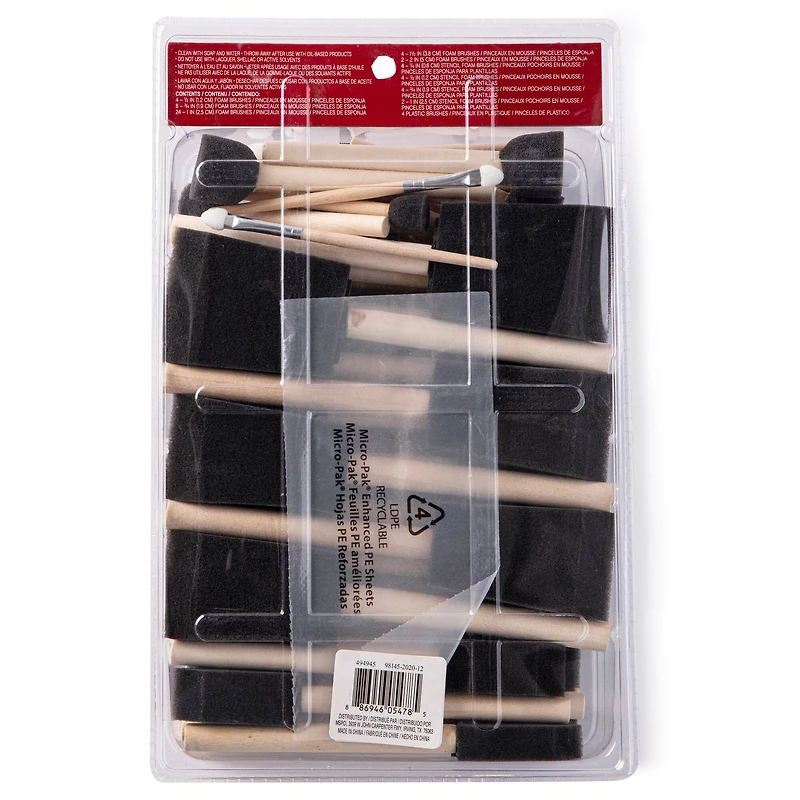 3 Packs: 60 ct. (180 total) Foam Brush Value Set by Craft Smart®