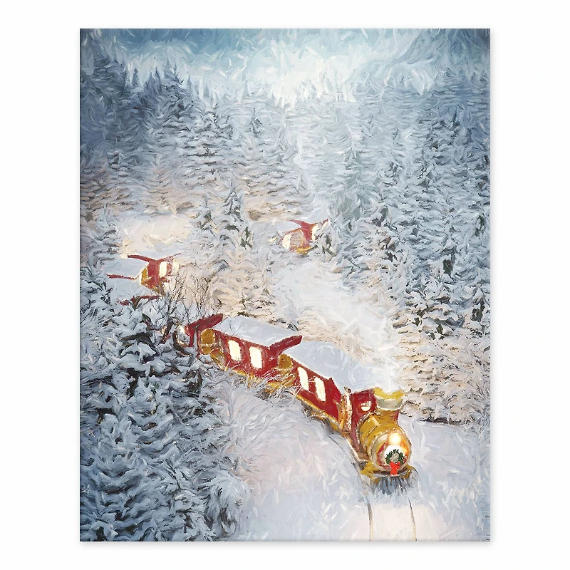 Train In The Snow 8x10 Tabletop Canvas