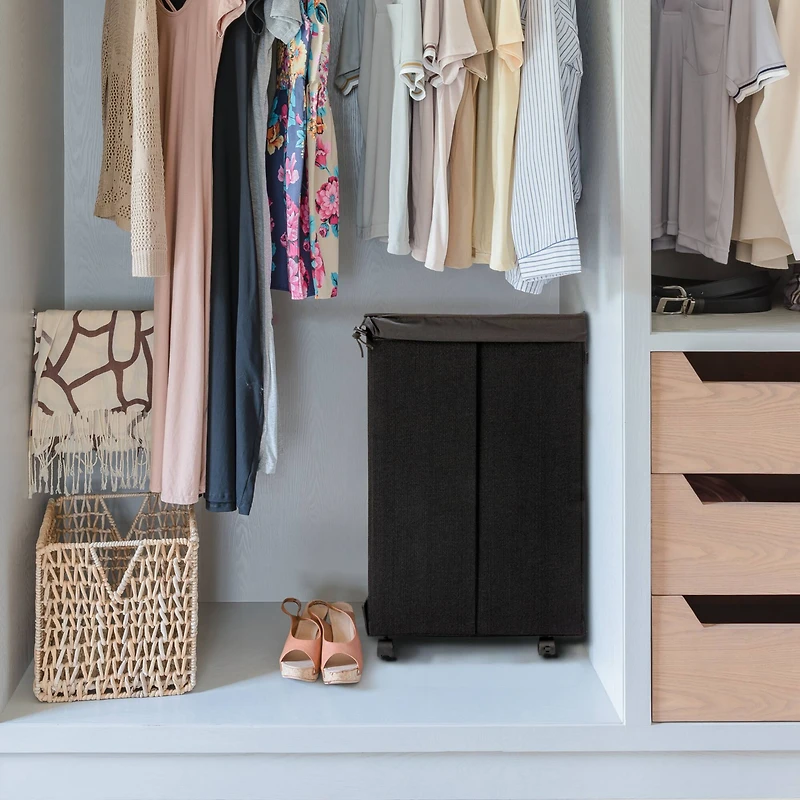 Household Essentials Narrow Collapsible Laundry Hamper with Liner & Lid