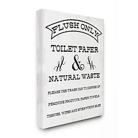 Stupell Industries Flush Only Toilet Paper Rustic Bathroom Sign Canvas Wall Art