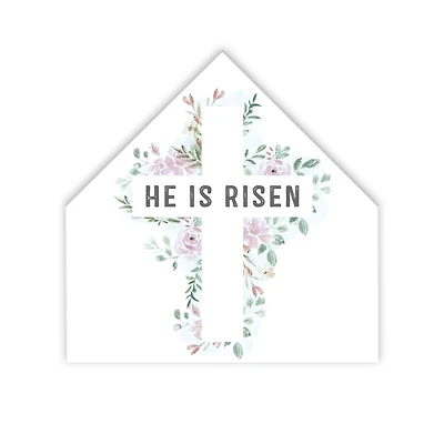 Watercolor Floral Cross 12" x 12" House Shaped Canvas