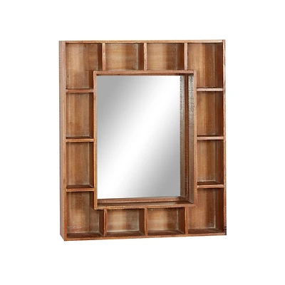 29" Brown Wood Farmhouse Wall Mirror