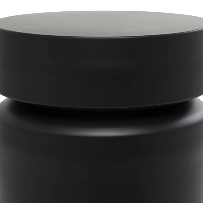 18" Black Metal Drum Accent Table