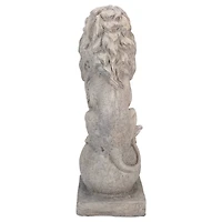 18" Lion Sitting on Ball Pedestal Outdoor Garden Statue