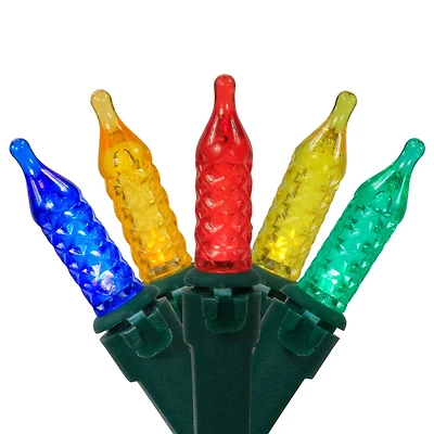 Battery Operated LED M5 Faceted Christmas Lights - Multicolor  - 15.75' Green Wire - 50ct