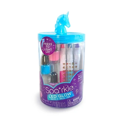 Bright Stripes Sparkle LED Glow Spa Blue Unicorn Activity Jar