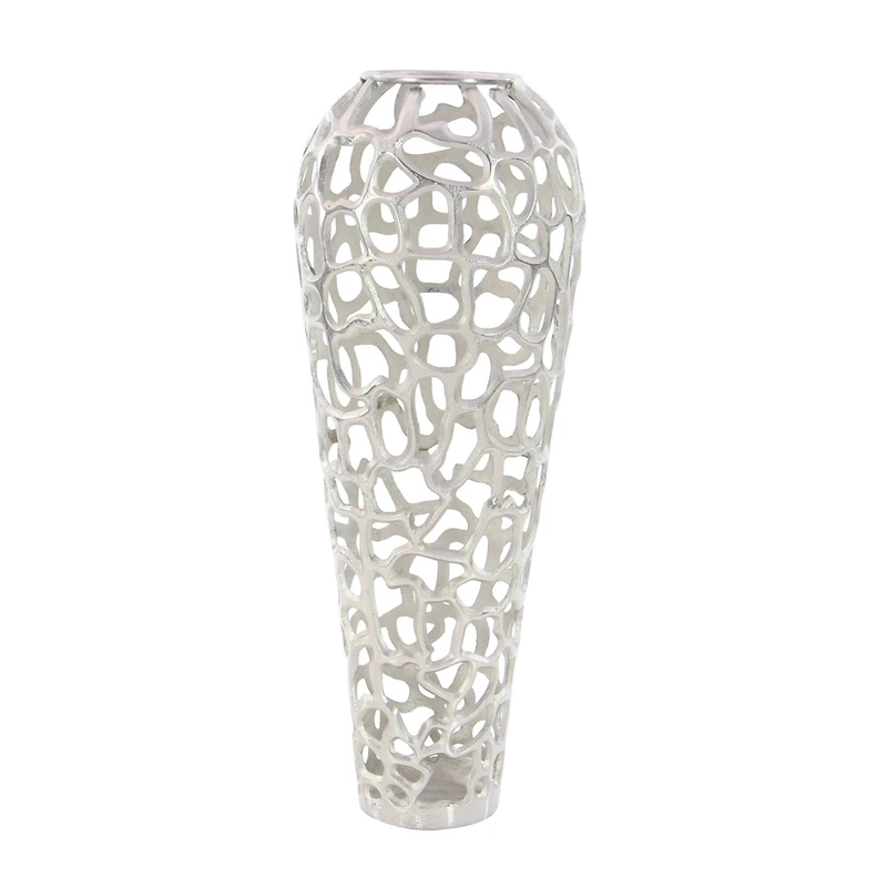 33" Silver Aluminum Contemporary Vase