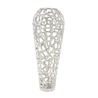 33" Silver Aluminum Contemporary Vase