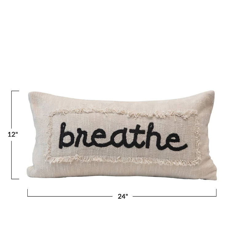 Hello Honey® Cream & Charcoal Embroidered Breathe Pillow