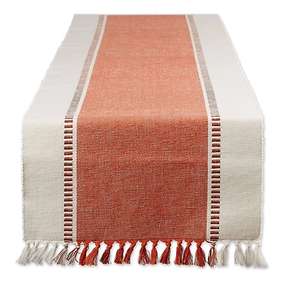 DII® 72" Burnt Orange Striped Fringe Ribbed Table Runner