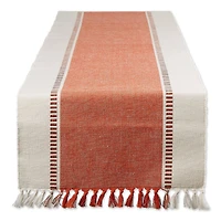 DII® 72" Burnt Orange Striped Fringe Ribbed Table Runner