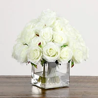 Wedding Collection 13in. Artificial Rose Arrangement in Glass Vase