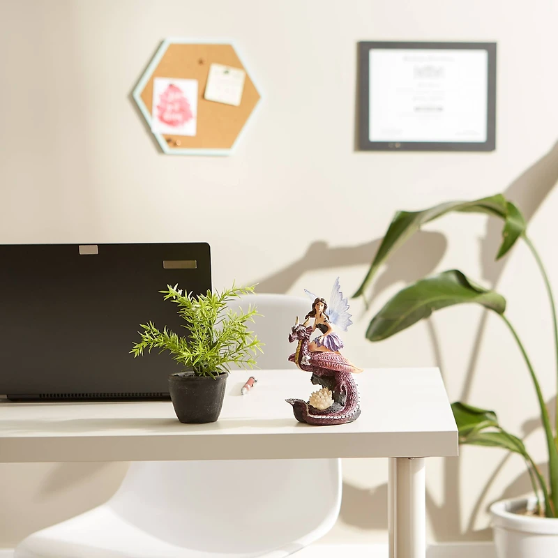 Fairy Riding Dragon Figurine With Light-Up Crystals 4.5" x 4" x 7.5"