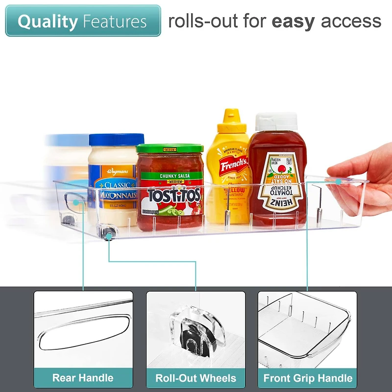 Sorbus Medium Clear Organizing Bins on Wheels with Removable Dividers, 2ct.