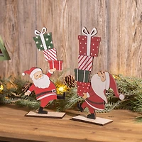 12" Wood Santa with Presents Display Set