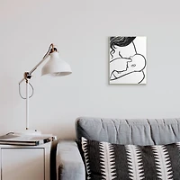 Stupell Industries Mother Nursing Child Portrait Minimal Black White Wall Plaque Art