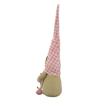 16" Pink Gingham Plaid Springtime Gnome with Chalkboard