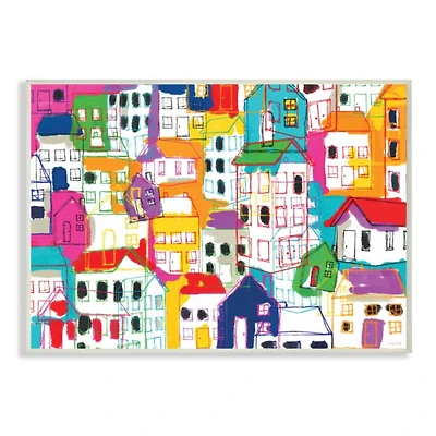 Stupell Industries Colorful Abstract Geometric Town Pattern Wall Plaque