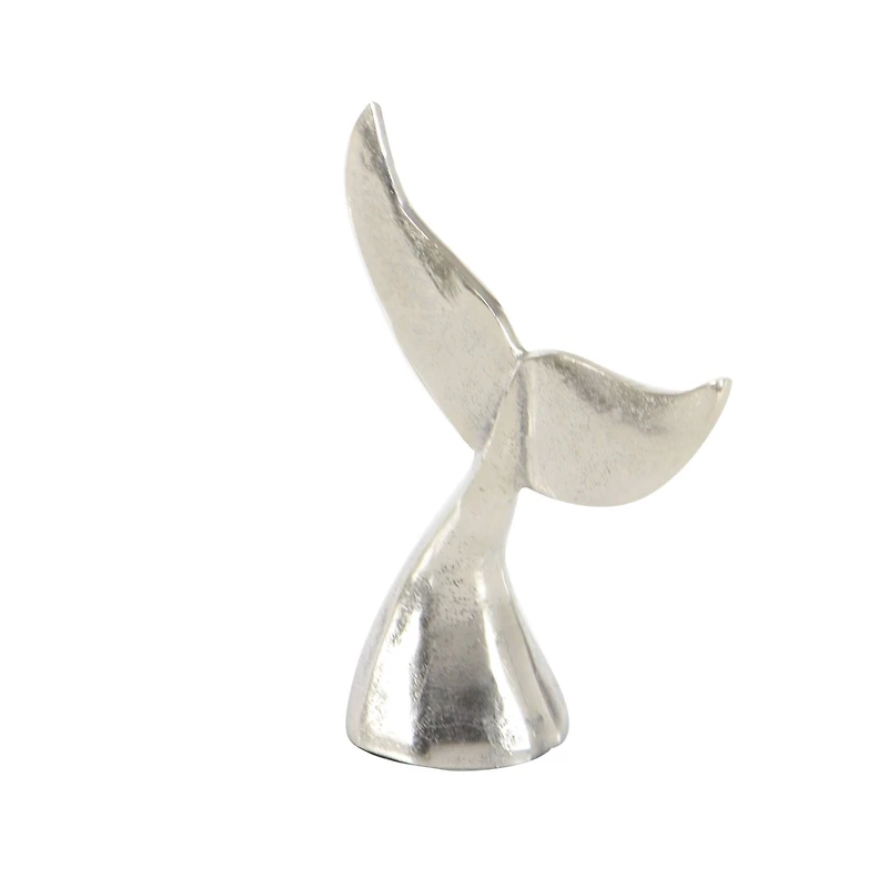 Silver Aluminum Coastal Whale Fluke Sculpture Set