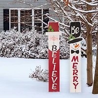 Glitzhome® 3.5ft. Wooden Believe Santa Porch Sign