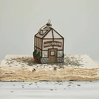 Hello Honey® 4" Hand-Painted Glass Greenhouse Ornament with Glitter Merry Christmas