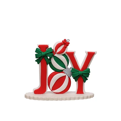 7.25" Joy with Ornament & Bow Clay Tabletop Décor by Ashland®