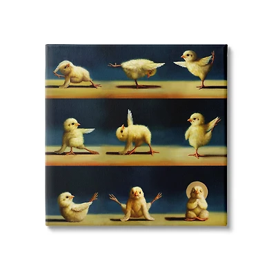 Stupell Industries Yoga Chicks Stretching Farm Animals Funny Exercise Painting Canvas Wall Art
