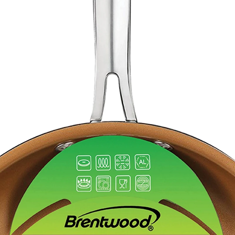 Brentwood 2-Piece Nonstick Induction-Compatible Copper Fry Pan Set