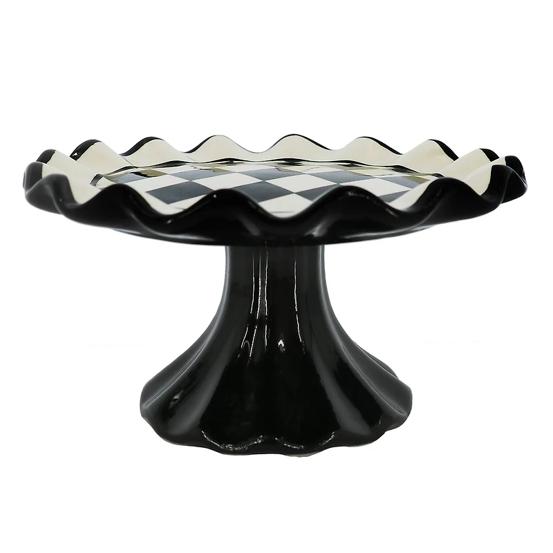 5.5" Black & White Diamond Print Cake Stand by Ashland®