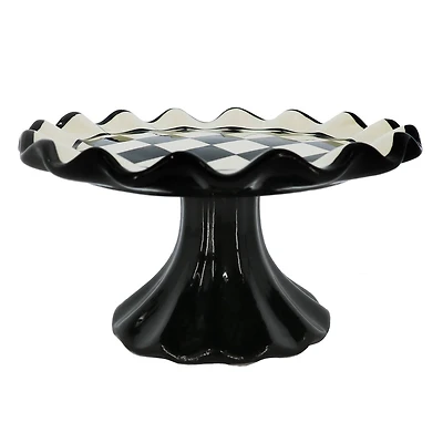 5.5" Black & White Diamond Print Cake Stand by Ashland®