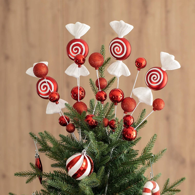 Glitzhome® 24" Christmas Red & White Candy Pick, 4ct.
